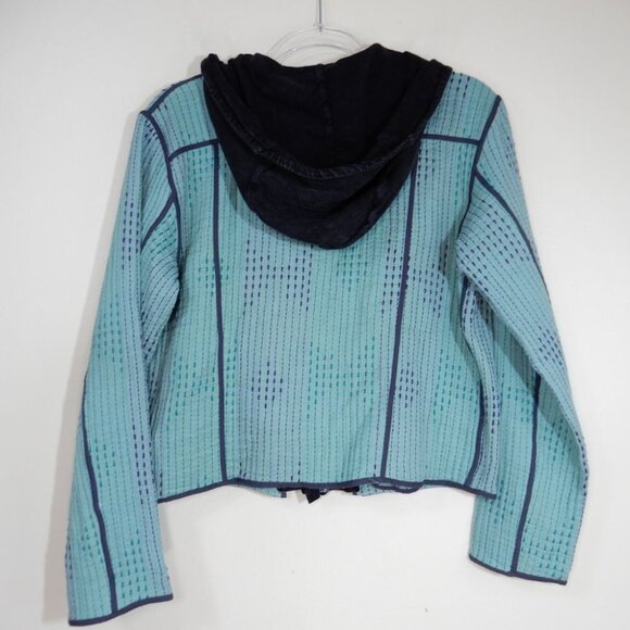 Free People FP ONE Tavi Quilted Hooded JACKET Size L Zip Up Green Blue Black NEW - Picture 6 of 10